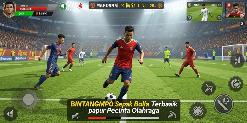 Screenshot utama BINTANGMPO menampilkan aksi sepak bola yang menegangkan.