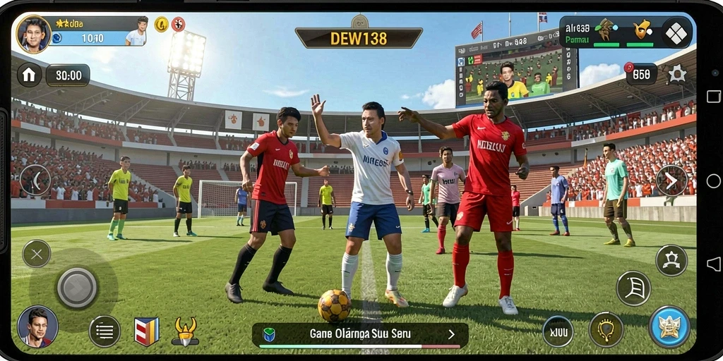 Tampilan gameplay DEWI138 yang dinamis di arena olahraga.