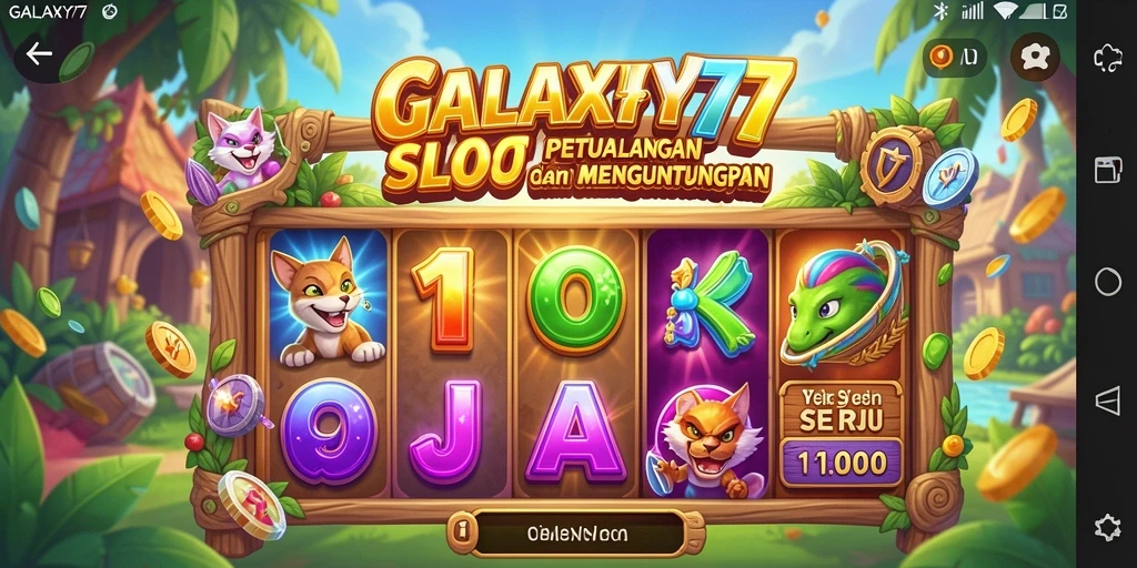 Screenshot GALAXY77 menampilkan gameplay slot yang mengasyikkan dan fitur menarik.