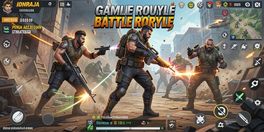 Tangkapan layar menampilkan aksi intens dalam game Battle Royale IDNRAJA.