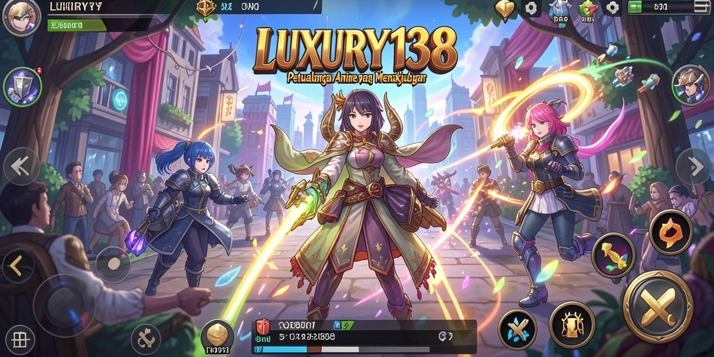 Screenshot LUXURY138 menampilkan aksi pertempuran karakter Anime.
