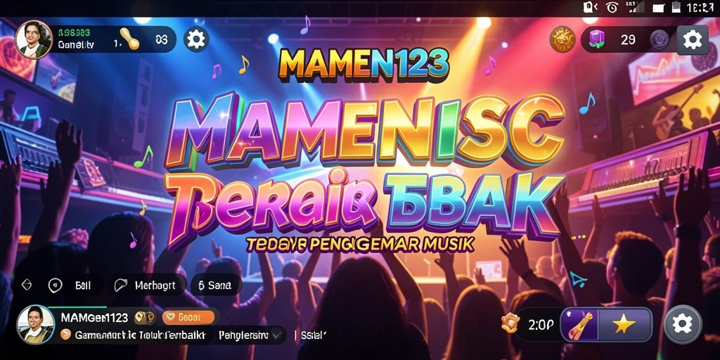 Tampilan gameplay MAMEN123, menampilkan irama musik yang seru.