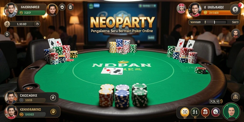 Gameplay NEOPARTY yang seru dan menarik di meja poker.