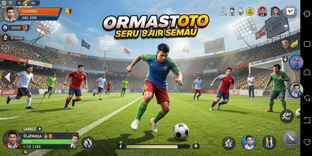 Tampilan gameplay seru di ORMASTOTO dengan aksi olahraga penuh semangat.