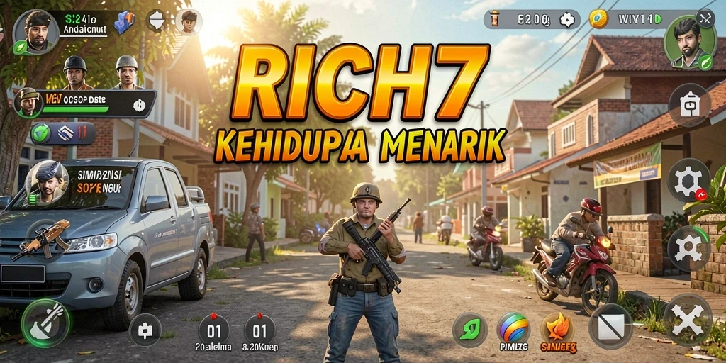 Tampilan gameplay RICH7 yang menarik dengan grafis yang memukau.