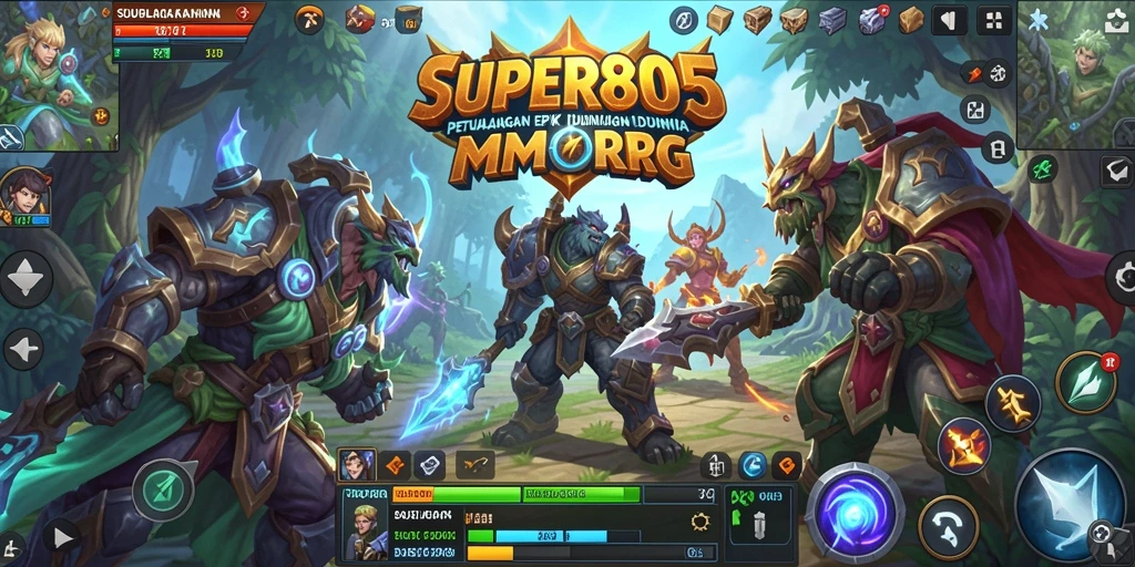 Tampilan gameplay SUPER805 dengan aksi pertempuran seru di dunia fantasi.