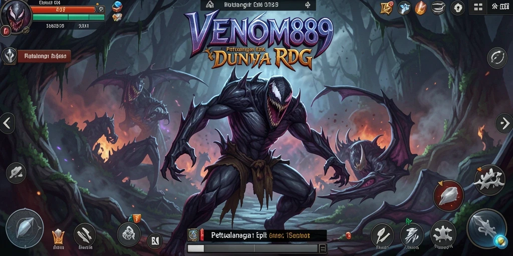 Screenshot gameplay VENOM889 yang menampilkan aksi pertarungan seru di dunia RPG.