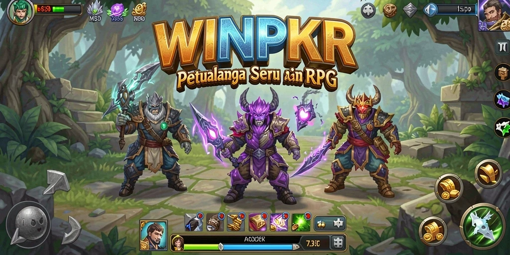 Tangkapan layar WINPKR menampilkan pertempuran epik di dunia RPG.